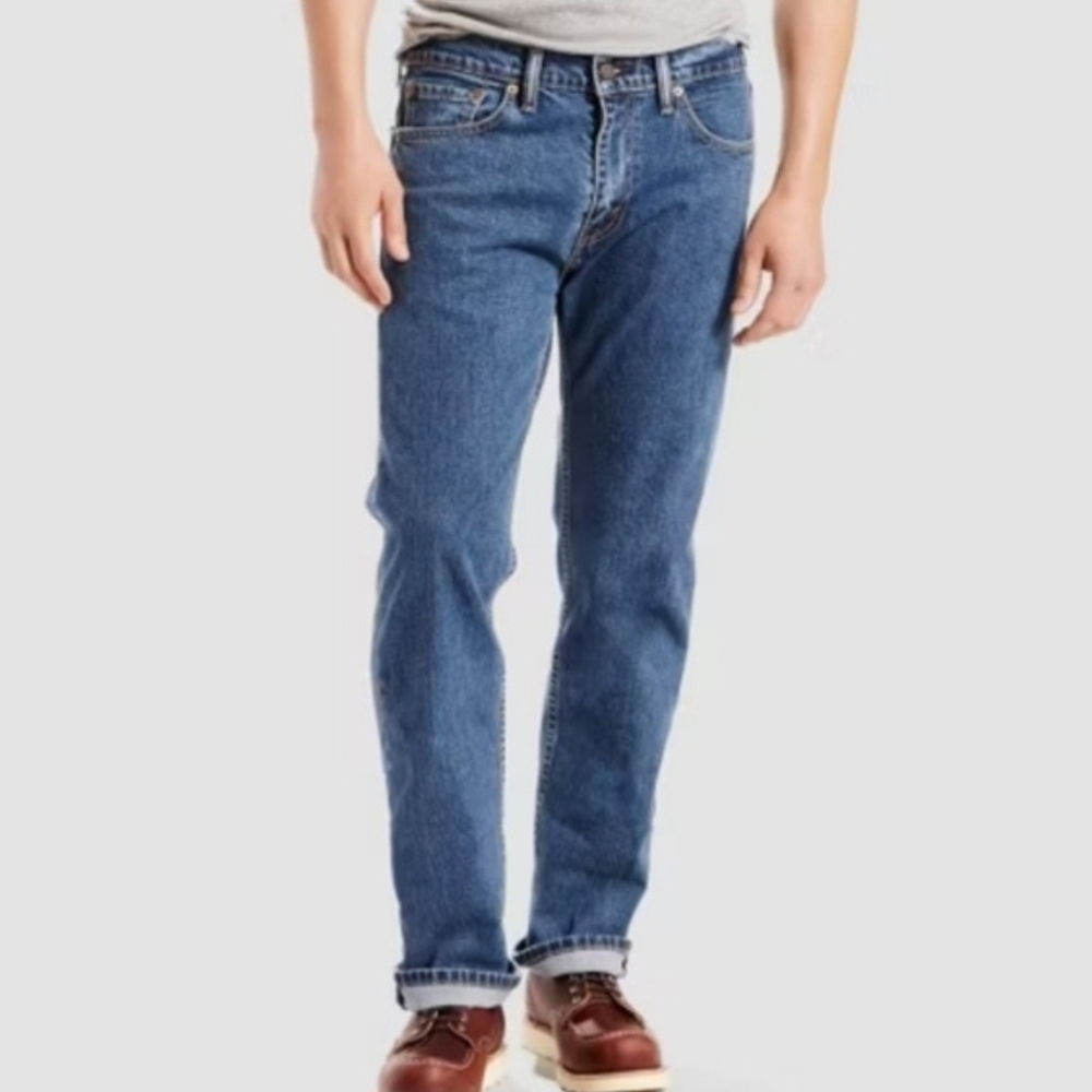 Levis Men 505 Straight Leg Jeans 36 X 34 Dark Wash Classic Casual Western